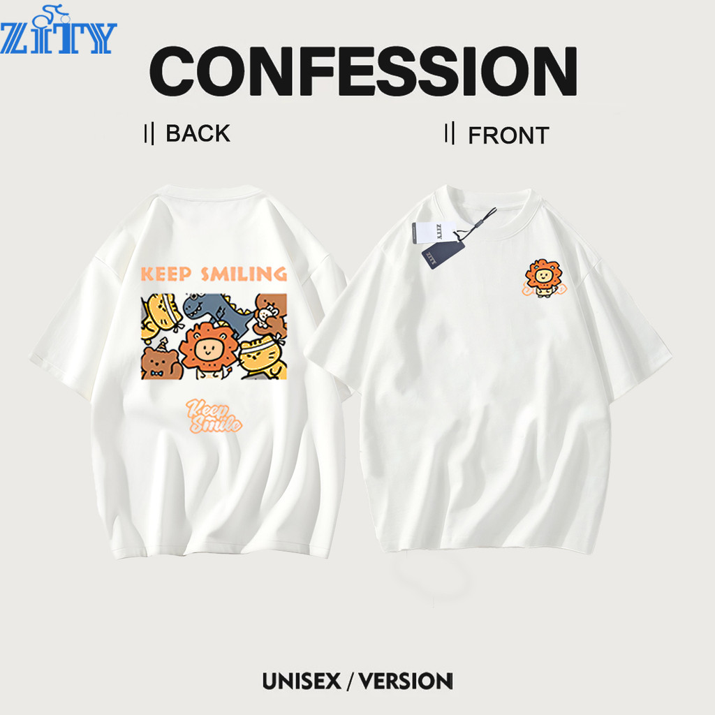 [Free bag] ZITY  เสื้อยืดผ้าคอตตอน 100% ผู้ชาย oversize t-shirt Unisex คอกลม ลาย “cartoon” ตอนรับซัมเมอร์ สไตล์อเมริกันย้อนยุค ใส่สบาย   FREE SHIPPING – โปรปัง