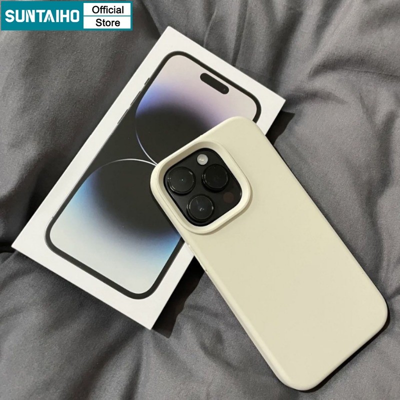 Suntaiho เคสไอโฟน ซิลิโคนเหลวพรีเมี่ยมนุ่มกันกระแทกง่ายสวยงามเคสสีขนมสำหรับ iPhone 11 12 13 14 15 16 Pro Max IP 7 8 Plus Iphon X XS XR XS Max - รูปที่ 4