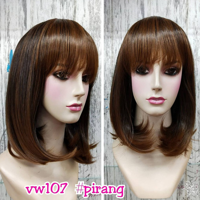 WOMENS LONG WIG BANGS VW107 (ล้างด้วยเครื่องหนีบผมได้) - สีบลอนด์