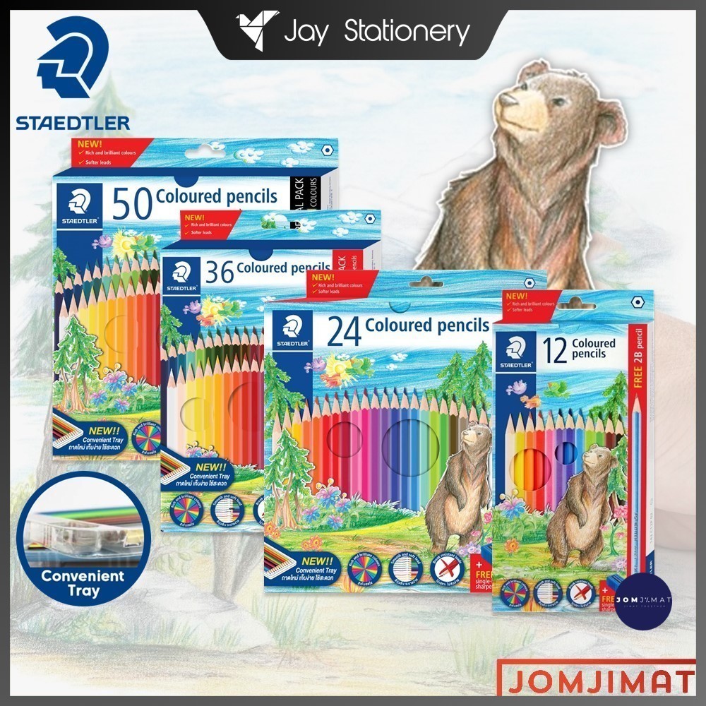 Staedtler Premium Bear 143 ดินสอสีถาวร / 143 ดินสอสี (แถมดินสอ 2B + กบเหลา) 12c 24c 36c 50c