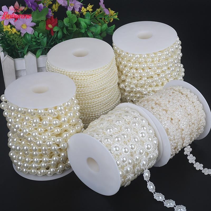 BYCE> เชือกลูกปัดมุกกลม ABS DIY อุปกรณ์งานฝีมือเครื่องประดับตกแต่งชุดแต่งงานใหม่