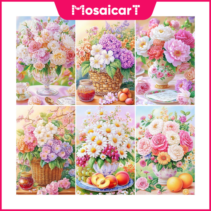 MA ดอกไม้พืช 5d ภาพวาดเพชรเต็มรูปแบบคู่มือห้องนั่งเล่นวางเพชร Cross Stitch ห้องรับประทานอาหารเพชรเย็บปักถักร้อยตกแต่งบ้าน 30x40 ซม./40x50 ซม./50x60 ซม.