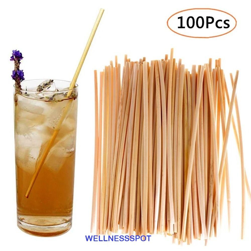 WELLNESSSPOT 100 ชิ้นฟางข้าวสาลีดื่ม, 20 ซม.เป็นมิตรกับสิ่งแวดล้อมหลอด, ปาร์ตี้บาร์อุปกรณ์เสริมทนทานทิ้งธรรมชาติ Degradable หลอดบาร์