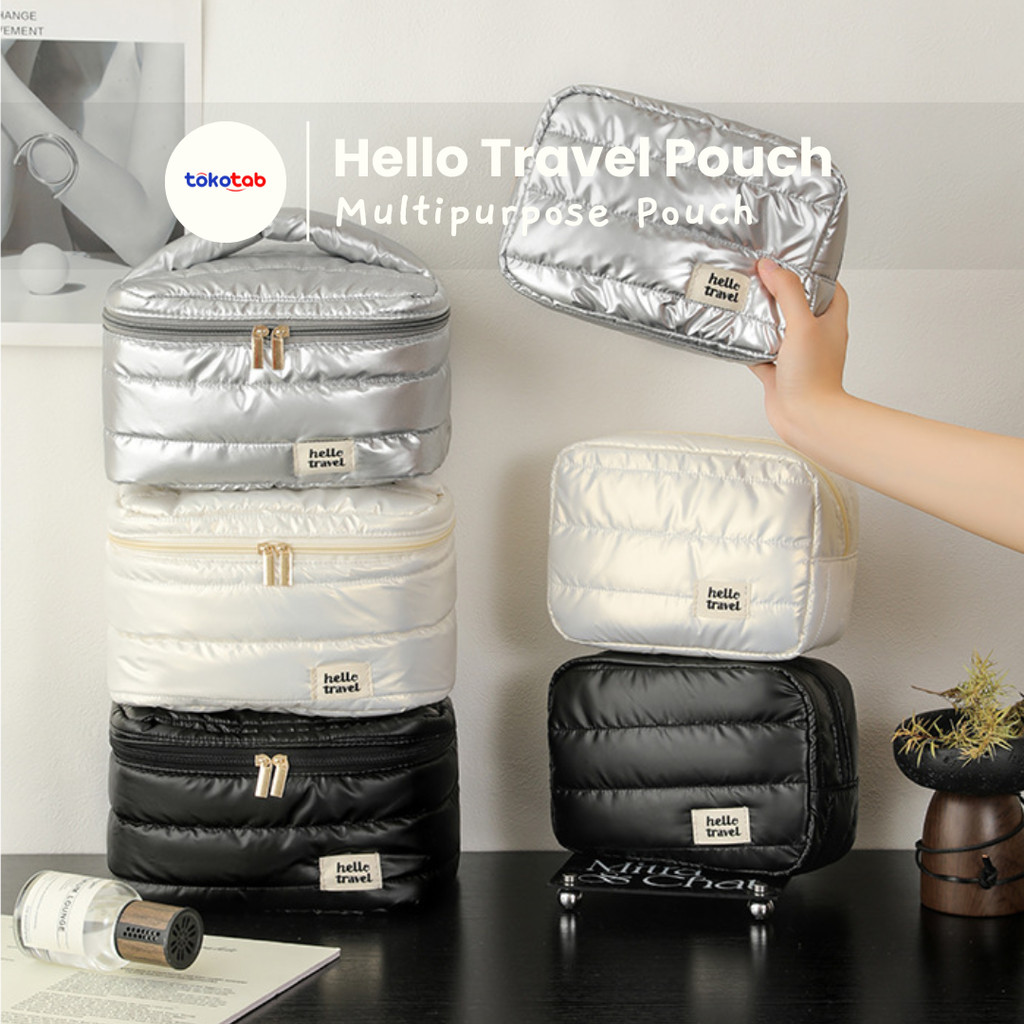 Tokotab - HELLO TRAVEL Cosmetic Bag Pouch Make Up Pouch Cosmetics MUA Pouch Makeup Travel Pouch
