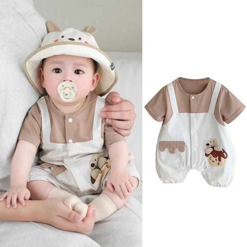 เสื้อผ้าเด็กฤดูร้อนJumpsuitsชายหญิงแขนสั้นBodysuitsทารกแรกเกิดเกาหลีแฟชั่นRomper 0-2ปีเสื้อผ้าเด็กOnesie