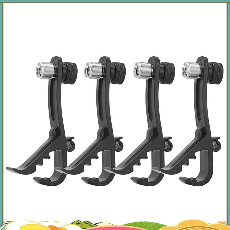 4ชิ้นไมค์คลิปสากลไมโครโฟนหนีบปรับกลองไมค์ชุดและที่วางไมโครโฟนสําหรับขาตั้งไมค์