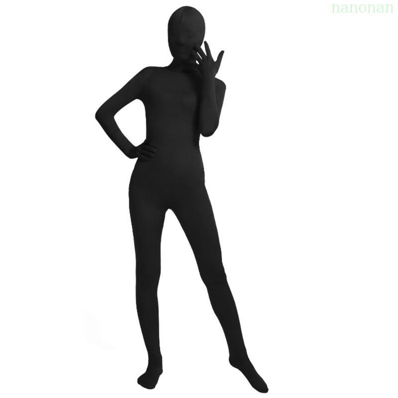 Nan Mens Women Unisex Full Body Tights Suit Spandex ยืดสีดําคอสเพลย์เครื่องแต่งกาย D