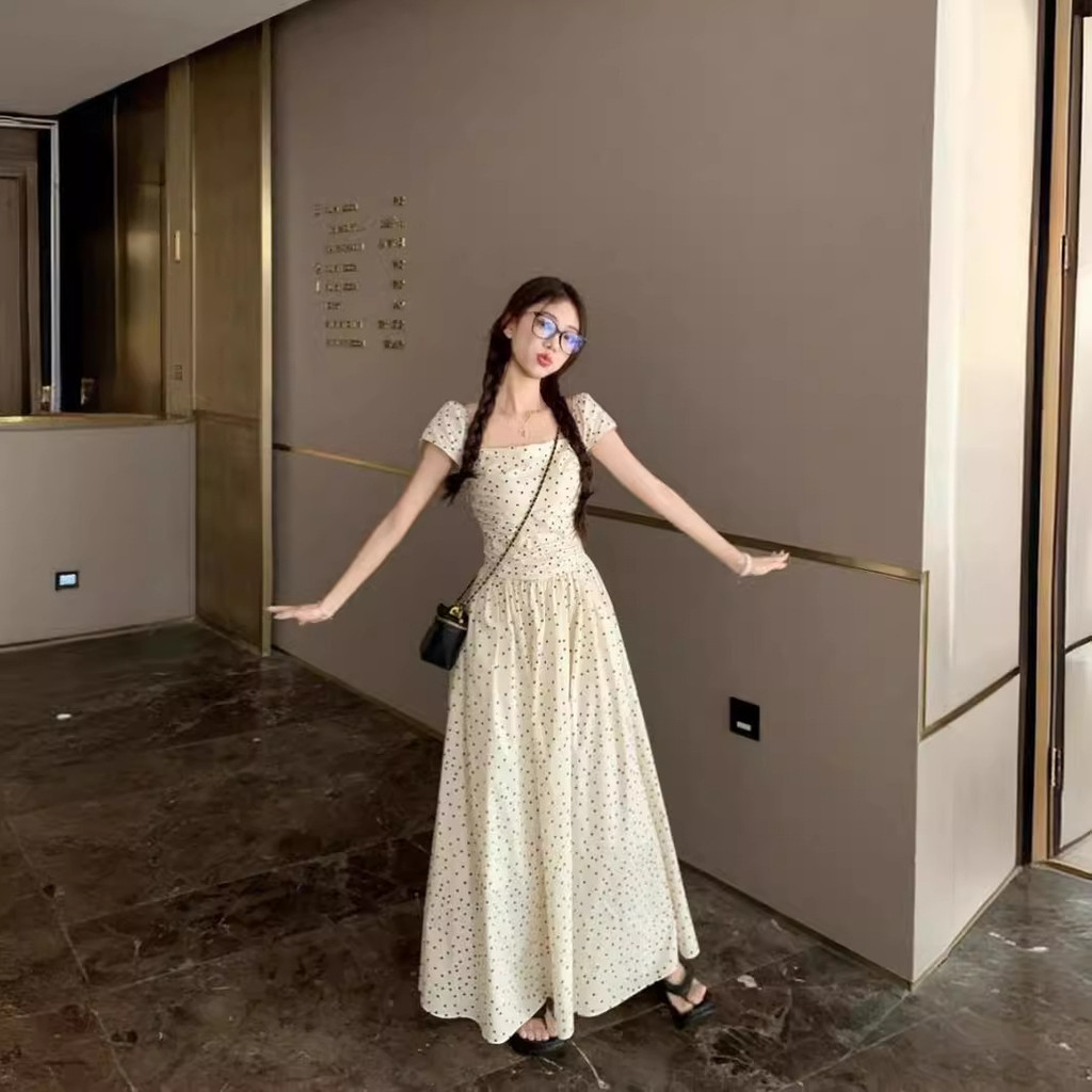ชุดรายอชุดหน้าร้อนชุดสงกรานชุดเดินทะเลชุดซัมเมอร์ทะเลสาวอวบเดรสไปทะเลชุดไปทะเล เดรสลายจุด Beach Dres