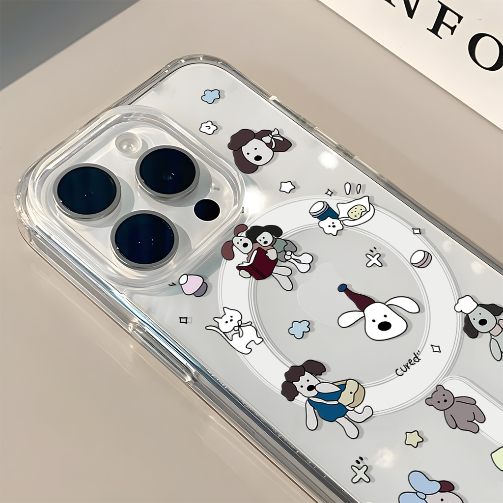 Huiwanju การ์ตูนสุนัขใหญ่แบบเต็มหน้าจอเหมาะสําหรับ iPhone15promax เคสโทรศัพท์มือถือ 11 แม่เหล็กดูด 12 เคสโทรศัพท์มือถือ iphone13 niche 13pro เคสป้องกันป้องกันการตก 15Pro