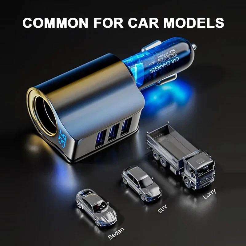 96w QC3.0 3.1A USB Car Charger 3 พอร์ต 12-24V ไฟแช็ก Super Fast Socket Adapter จัดแต่งทรงผม ราคา ถูกที่สุด ดีลบีเคเค แกลเลอรีภาพที่ 3