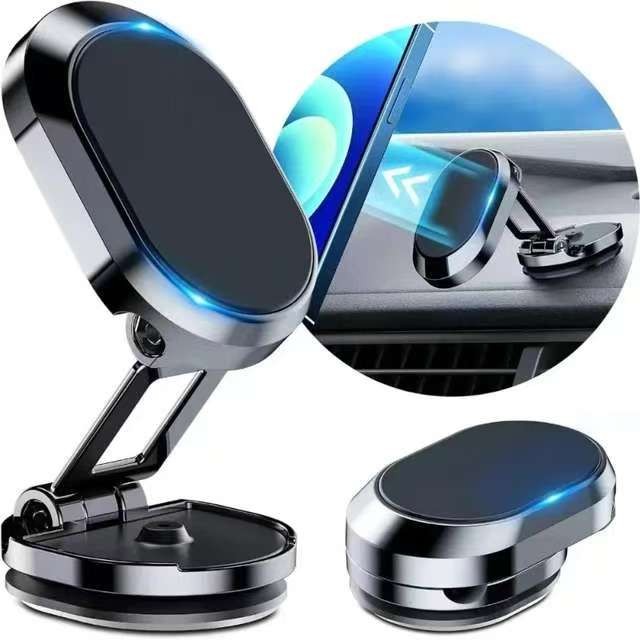 ที่วางโทรศัพท์ในรถยนต์แบบแม่เหล็กสากล Mount 1080 โทรศัพท์มือถือหมุนได้สมาร์ทโฟนขาตั้งยึดโทรศัพท์แบบพับได้สําหรับ Samsung Xiaomi