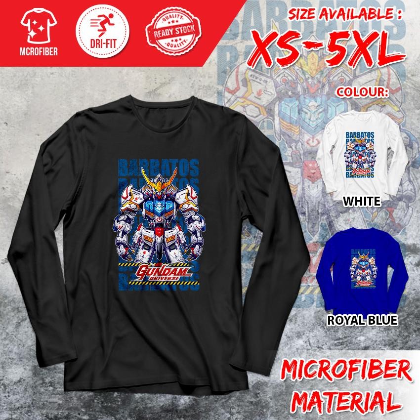 Gundam Exia Barbatos Ariel การ์ตูน Dri-Fit XS-5XL โพลีเอสเตอร์ไมโครไฟเบอร์แขนยาว Baju เสื้อยืด GDV2-