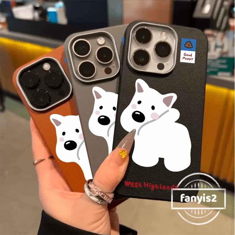SAMSUNG สําหรับsamsung S24FE S24Ultra S23 S22 S21 Plus S22Ultra S23FE S21FE A73 A72 A52 A52S 5Gปลอกการ์ตูนWest Highland Retroหรูหราหนังกันกระแทกปกอ่อน
