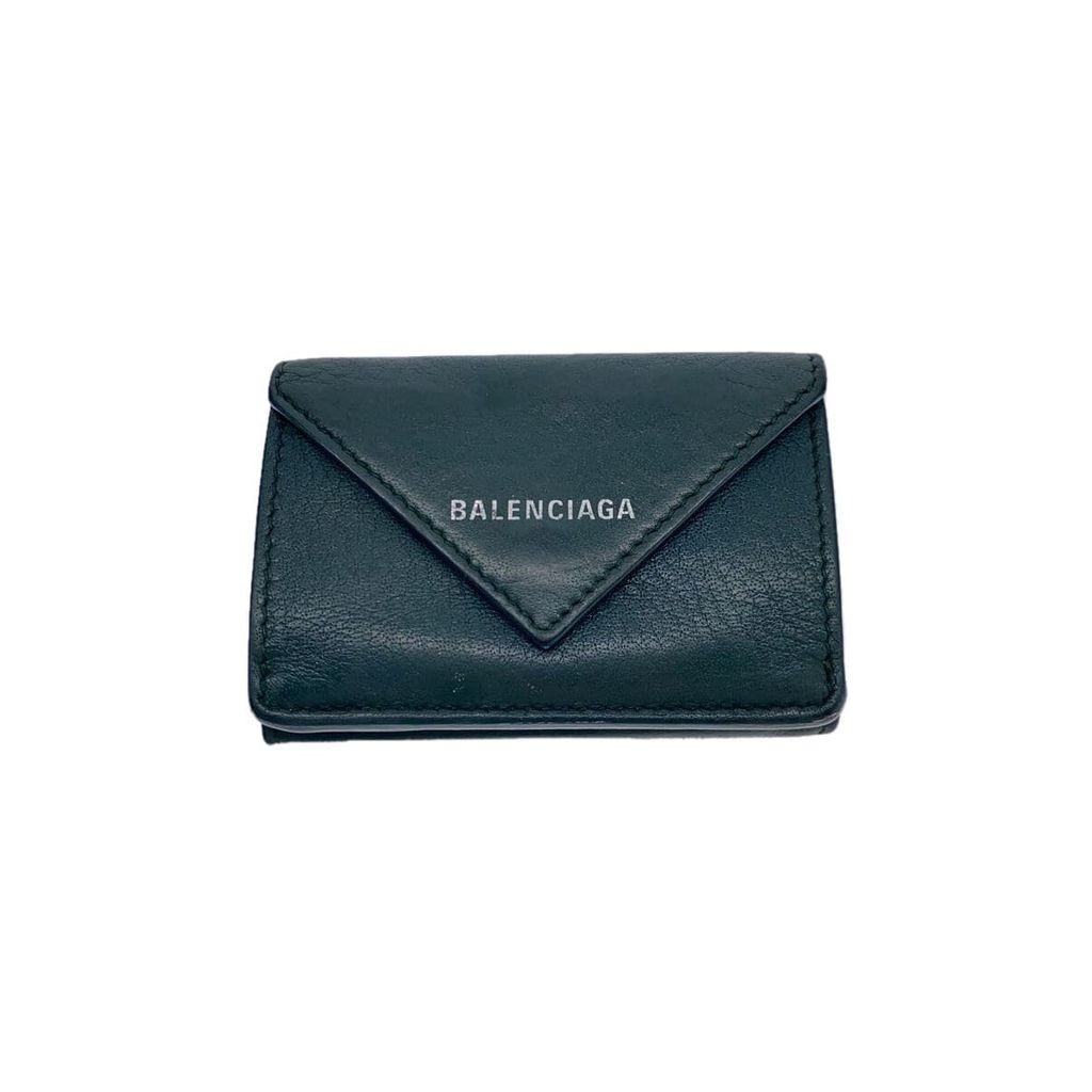 Balenciaga fold wallet 3 leather GRN men's 391446 3045 Y 5681 Direct from Japan Secondhand