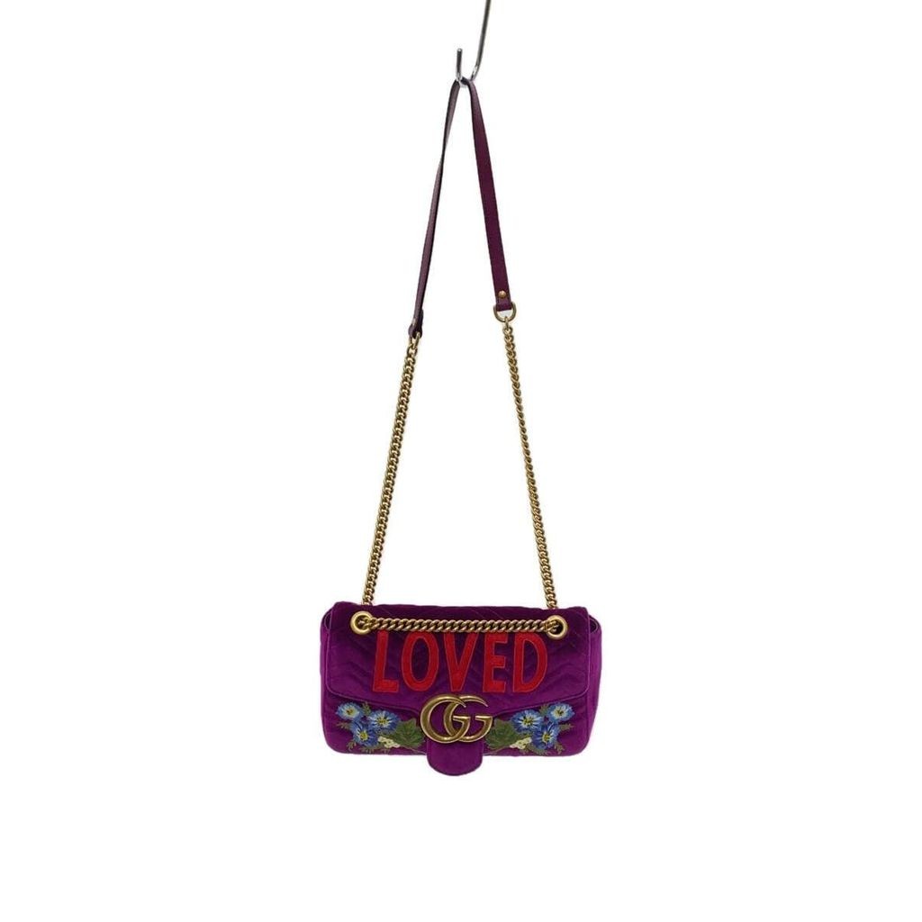 GUCCI Handbag Chain Shoulder Bag_GG Marmont_Velvet_Embroidered Velour PUP LOVED Direct from Japan Se