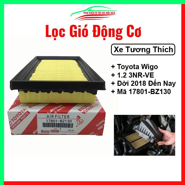 ไส้กรองอากาศเครื่องยนต์รถยนต์สําหรับ Toyota Wigo 1.2 3NR-VE รุ่น 2018 ถึงปัจจุบัน รหัส 17801-BZ130