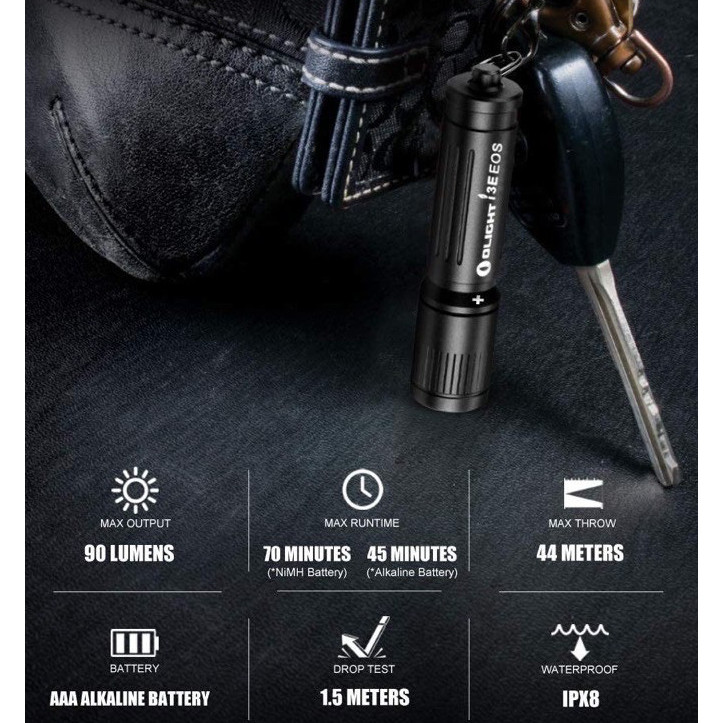 Olight i3E EOS flashlight ไฟฉายขนาดเล็ก ใช้ถ่าน AAA  สว่าง90ลูเมน