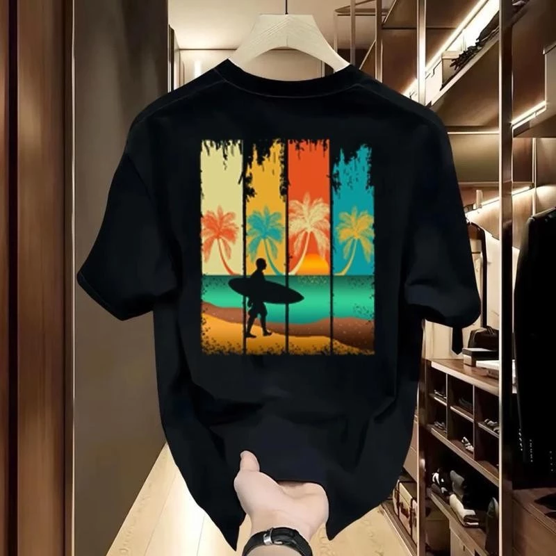 เสื้อยืดแขนสั้นคอกลม ลายดอกไม้ สกรีนลาย SURFF ผ้าคอตตอน thumbnail 3
