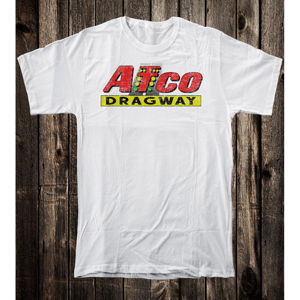 Retro Hot Rod Tee T เสื้อผ้าฝ้าย 100% Speed Racing Drag Race Atco Dragway Nj