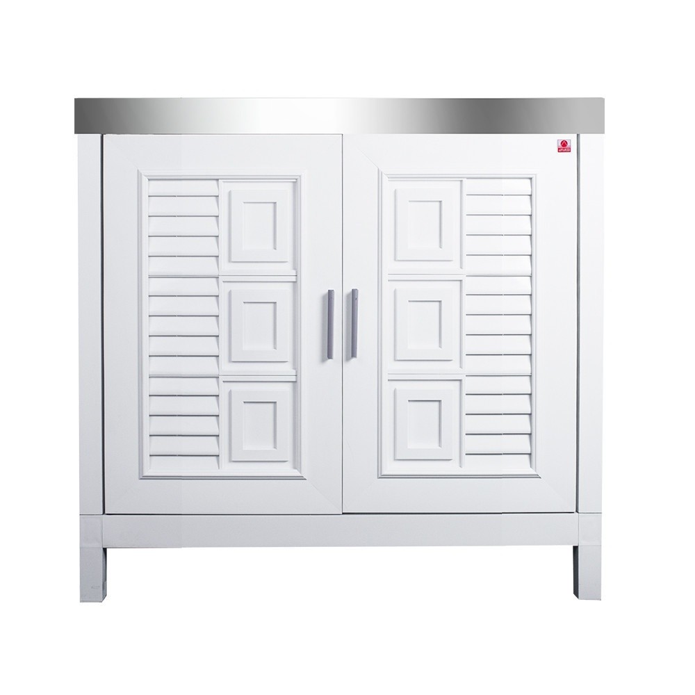 GlobalHouse ADVANCED ตู้พร้อมท็อปสเตนเลสหน้าเรียบ 80x50x80 ซม. C1T5080 สีขาว สินค้าของแท้คุณภาพดี