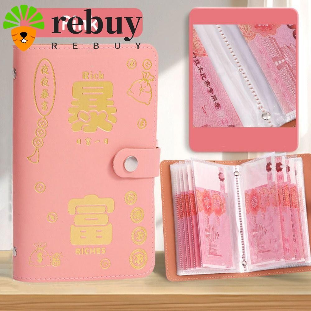 Rebuy ประหยัดเงิน Binder, PU หนังแบบพกพา Budget Binder, ของขวัญพิเศษรีฟิลกระเป๋าสตางค์เงินสดซองจดหมาย Planner Organizer สํานักงานเครื่องเขียนอุปกรณ์
