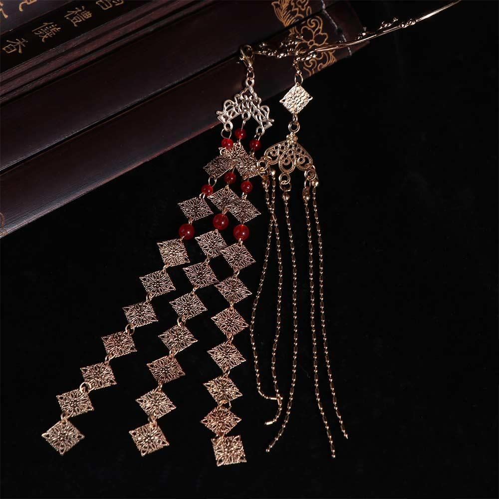 Wellnessspot หมวกเจ้าสาว, เครื่องประดับผมพู่พลาสติก, วินเทจโลหะผสมสีทองสไตล์จีนเจ้าสาว Coronet Hanfu - รูปที่ 4