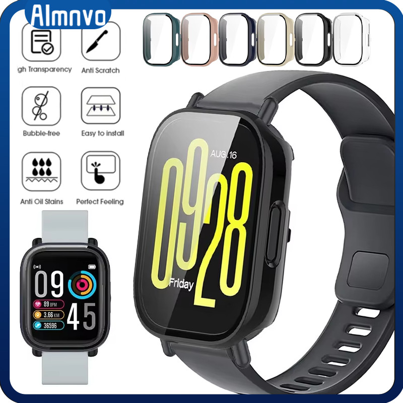 เคสพีซีกระจกนิรภัย for Redmi Watch 5 Activeฟิล์มป้องกันหน้าจอทุกรอบ Anti-Gores for Smartwatch Redmi Watch 5 Lite