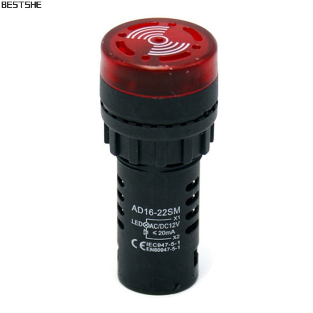  Ad16-22sm สัญญาณเตือนแสงเสียง AC/DC12V 24V 220V แฟลช buzzer สีแดง 22 มม.ไฟสัญญาณ