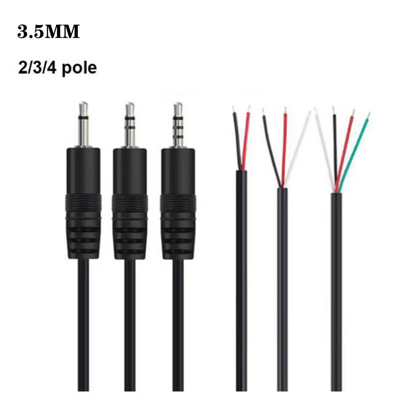 5pcs 1M 0.3M 3.5 มม.3 4 เสาสเตอริโอ AUX ชายหญิงสายไฟ Audio Extension Cable 3 4 ลวด pin Line 3.5 มม.DIY Cable Core THK2