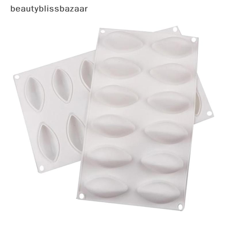 [beautyblissbazaar] 12 Cavity Silicone Cake Fondant Mold Form Quynelle Shaped Mould Mousse Cake Tool