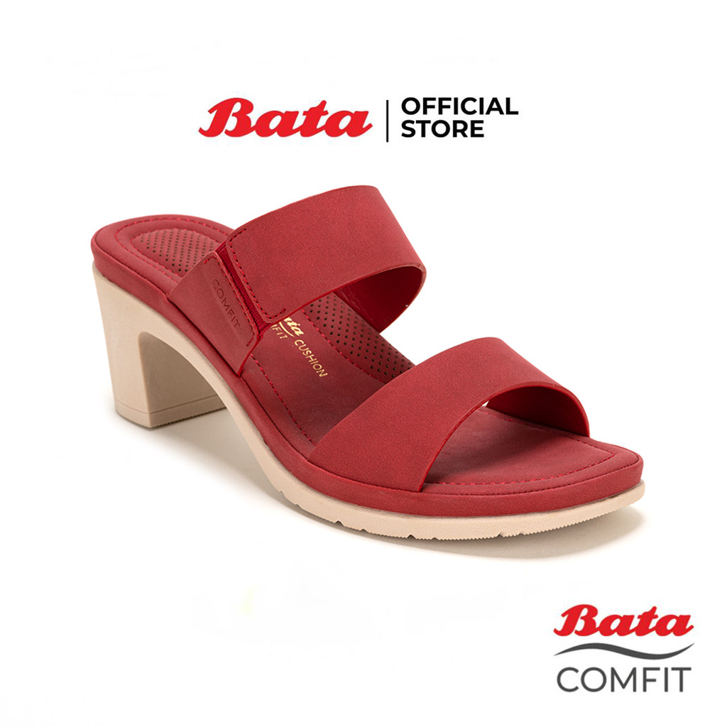 Bata บาจา Comfit รองเท้าเพื่อสุขภาพแบบสวม พร้อมเทคโนโลยีคุชชั่น ส้นสูง 2 นิ้ว สำหรับผู้หญิง สีทอง 7018031 สีแดง 7015031