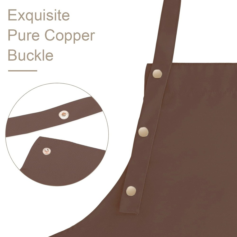 ผ้ากันเปื้อนในครัวและสวนใช้กระเป๋าโพลีเอสเตอร์กันน้ำและกันน้ำมันทำสวนชุดสีน้ำตาลและสีขาว - รูปที่ 2