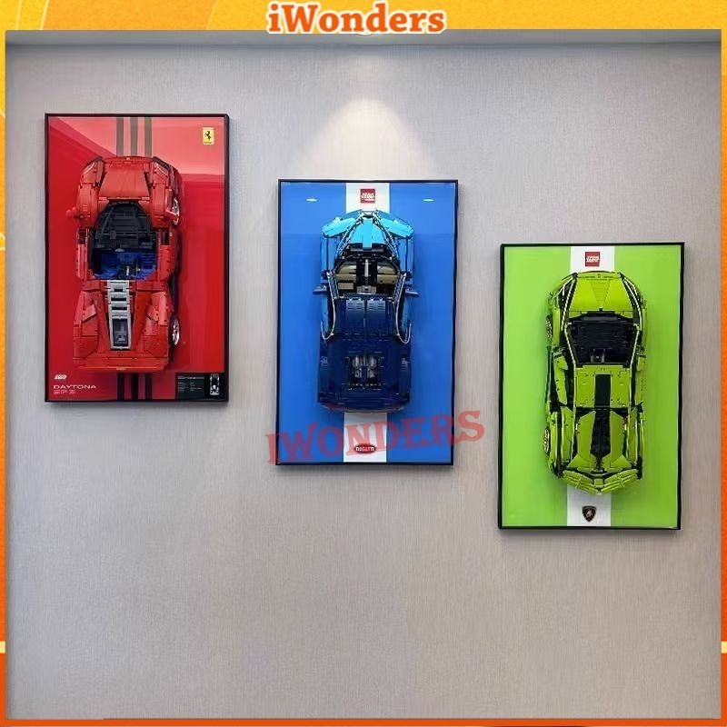 กรอบรูปใหม่ 50*80 ขนาด Exhibit HD กระจก Lamborghini Ferrari Porsche Bugatti Building Blocks