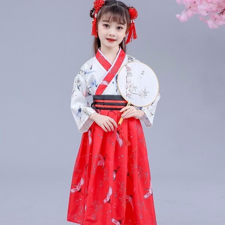 【สินค้าใหม่ราคาพิเศษ】ชุดฮั่นฟู เดรสเด็ก ตรุษจีน น่ารัก จีนโบราณ สีแดง แบบเจ้าหญิง สำหรับเด็กผู้หญิง