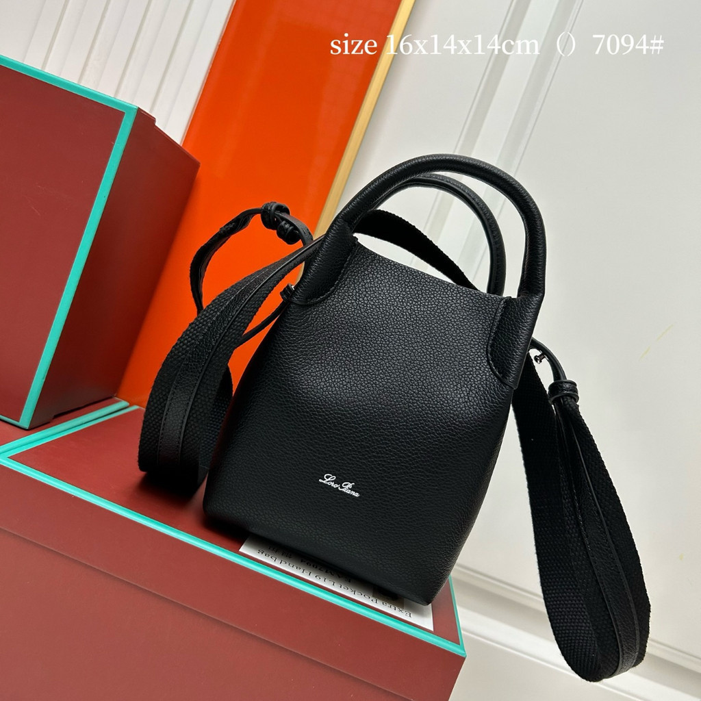 คุณภาพสูง loro piana Bucket Bag กระเป๋าสะพายหนัง crossbody