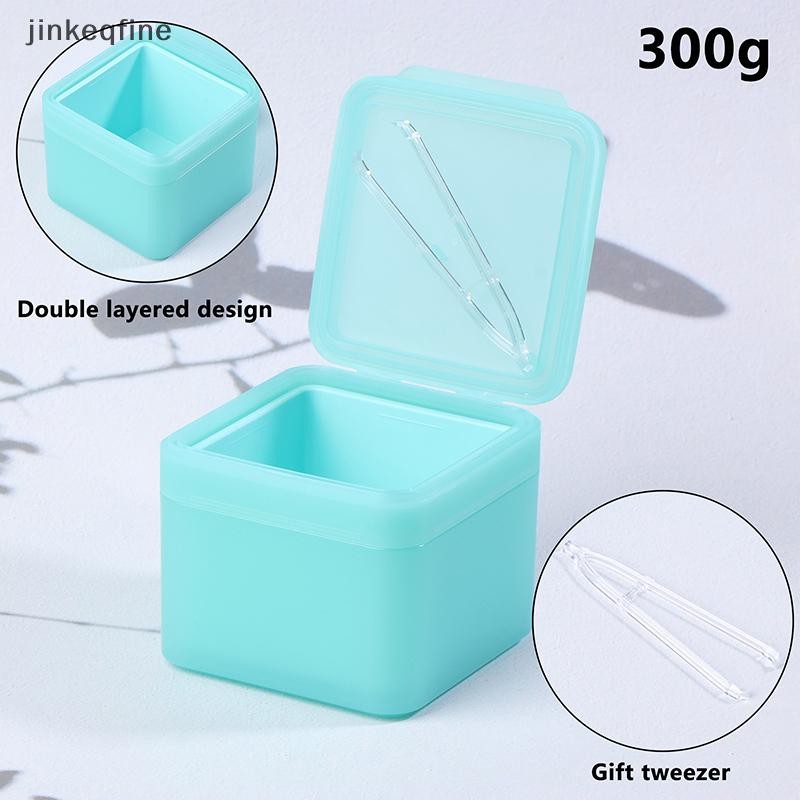 KTH 300g Double Layer Square Makeup Remover กล่องผ้าฝ้าย Flip Cover Self Matching แหนบสําลีกล่องเก็บร้อน