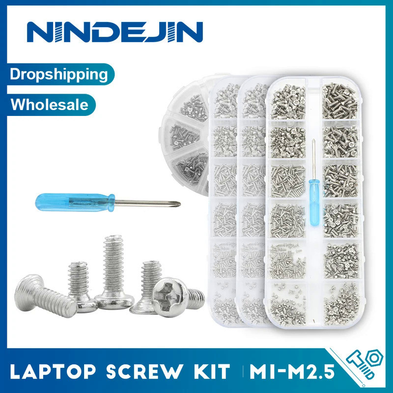 NINDEJIN Cross Mini Laptop Computer Screw Kit Nickel Plated M1 M1.2 M1.4 M1.7 M2 M2.5 Phillips Small