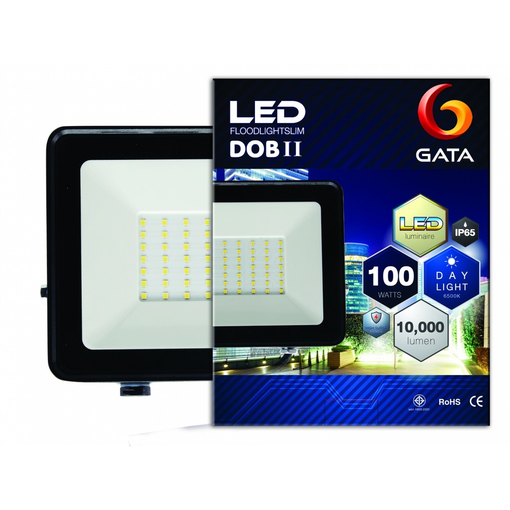 GlobalHouse GATA โคมฟลัดไลท์ LED ทรง Slim 100W แสงเดย์ไลท์ สินค้าของแท้คุณภาพดี