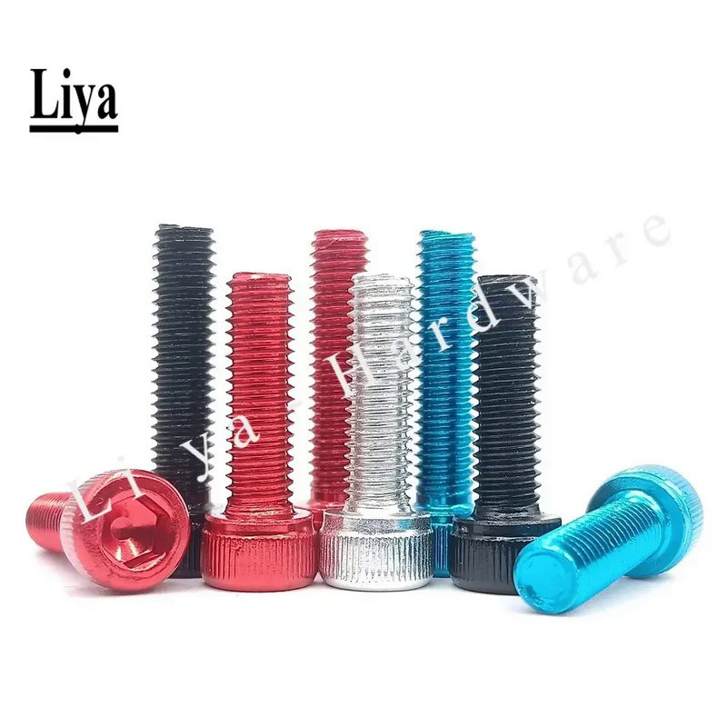 10pcs M4 M5 M6 Aluminum Al Alloy DIN912 Knurled Hex Hexagonal Socket head Cap Screws Bolts Anodized 