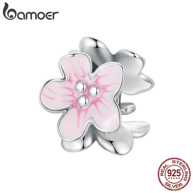 Bameor 925 เงินสเตอร์ลิง Sliver ลูกปัด Florets Design Charm DIY สําหรับสร้อยข้อมือเครื่องประดับของขว