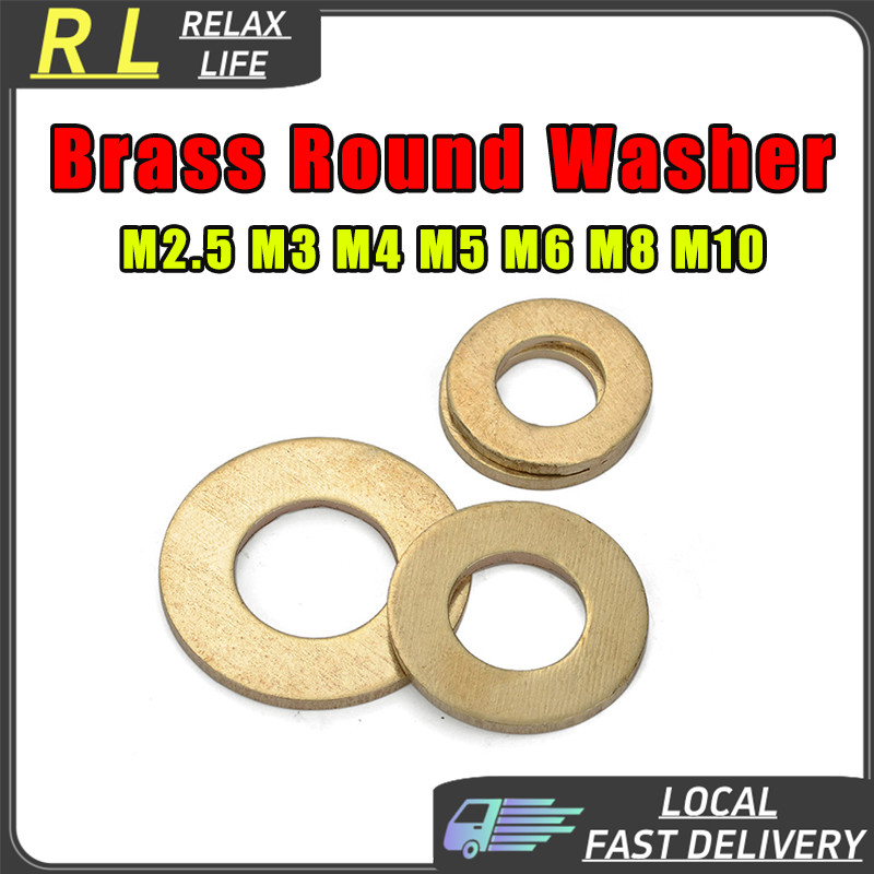 RL ทองเหลืองรอบเครื่องซักผ้าทองแบนปะเก็น O แหวนปะเก็นทองแดง O-Ring เครื่องซักผ้าสกรู Nut M2.5 M3 M4 