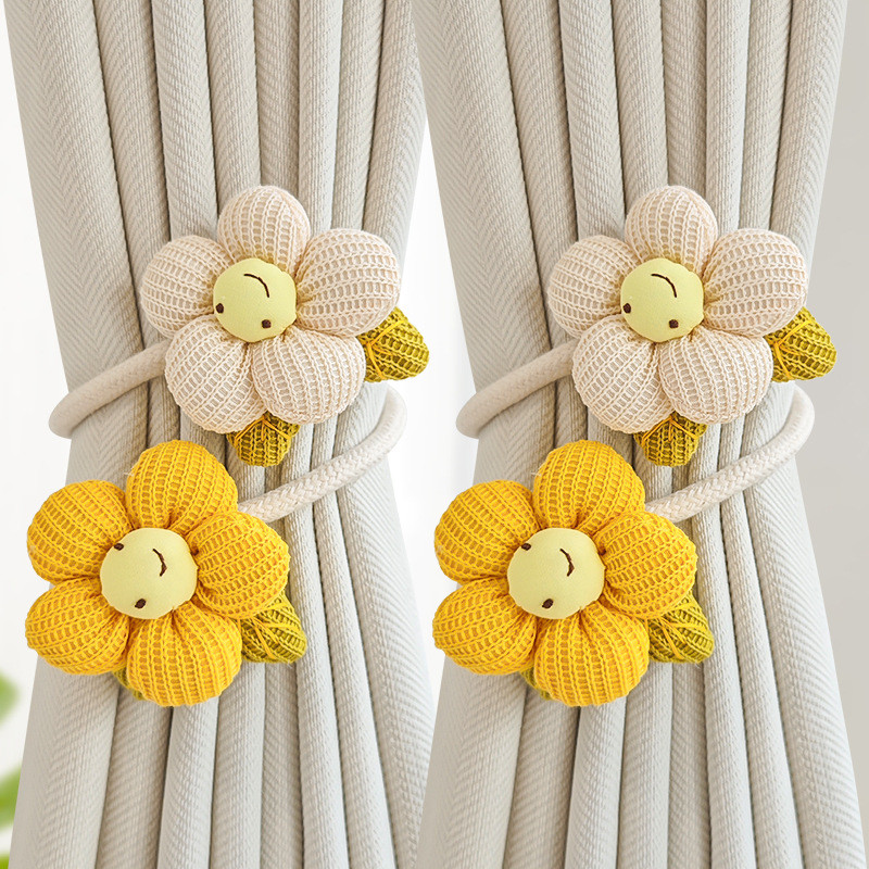 แนะนำ ผ้าม่าน (2ชิ้น) ยิ้มดอกไม้สายรัดผ้าม่าน, แฮนด์เมดน่ารัก, ตาข่ายเก็บผ้าม่านหัวเข็มขัดสายรัด, อุปกรณ์ถัก, ที่ทันสมัยเรียบง่ายสายรัดผ้าม่าน ราคาพิเศษ มีเก็บเงินปลายทาง