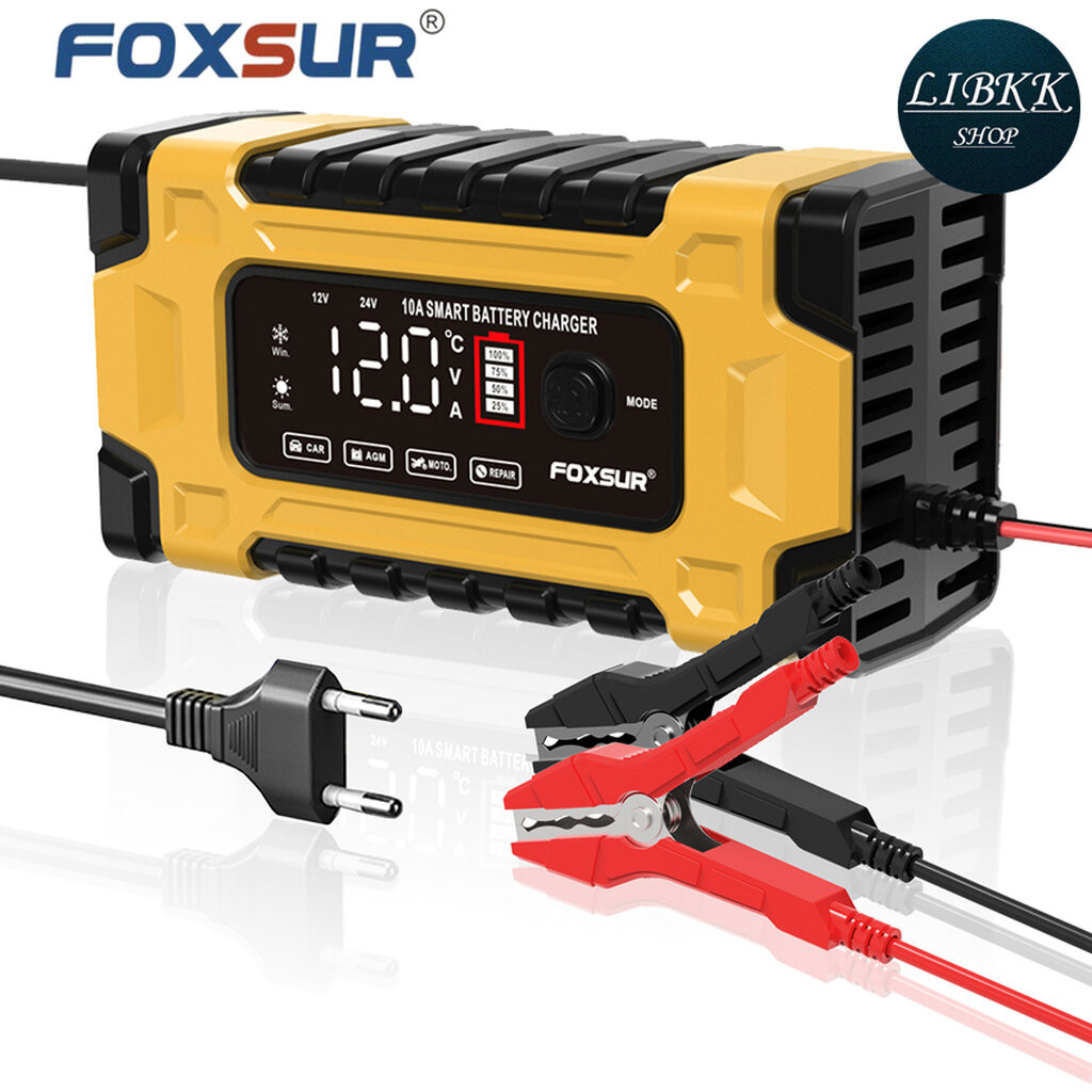 Foxsur FBC122410E เครื่องชาร์จแบตยี่ห้อ 12V10A-24V5Aชาร์จแบตลิเธียม LiFePo4แบตแห้งแบตน้ำแบตAGMGEL
