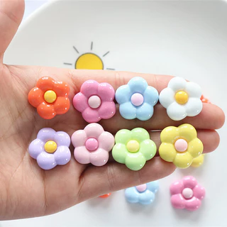 【5pcs/bag】Glossy รอบมุมห้ากลีบดอกไม้ DIY ครีมกาวกิ๊บติดผมเชือกผมเครื่องประดับอุปกรณ์เสริมเสื้อผ้าถ้วยน้ําด้านล่างแบน Patch North 13