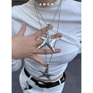 Y2k stars สร้อยคอ รูปดาวห้าแฉกใหญ่ เทคโนโลยีแห่งอนาคต