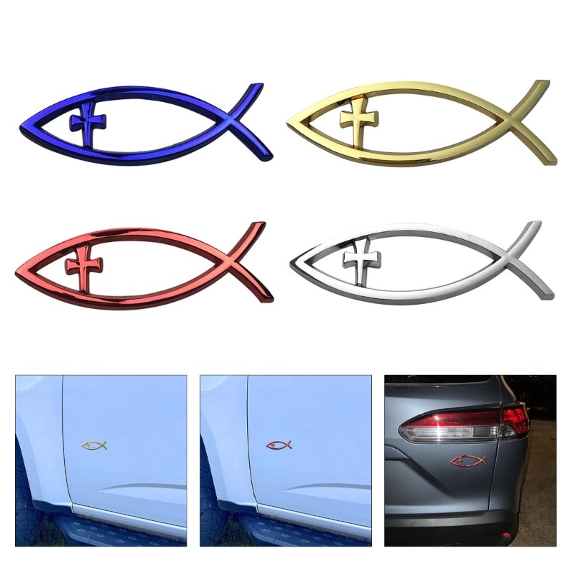 Alilin Saviour Fish Symbol Decal Faith Based Decal สําหรับรถยนต์กระเป๋าเดินทางอุปกรณ์อิเล็กทรอนิกส์