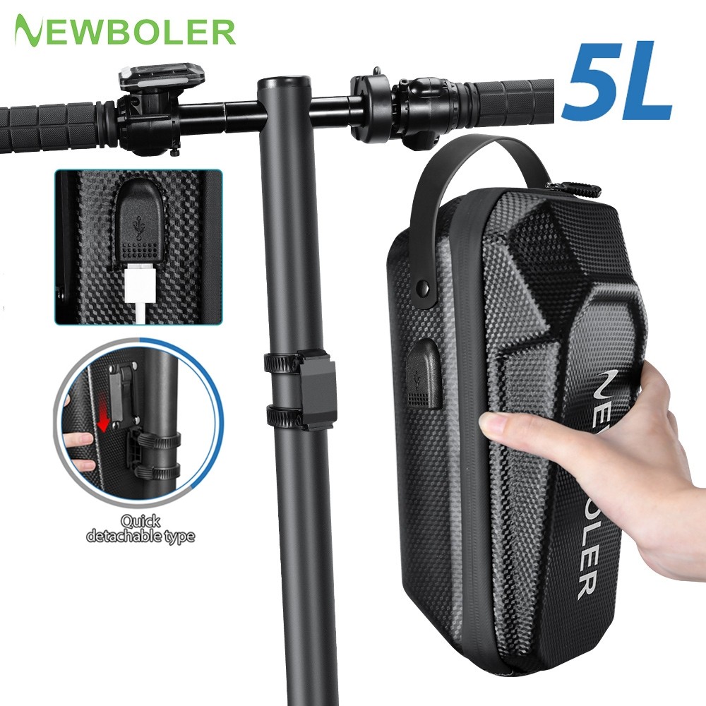 Newboler 3L/5L จักรยาน Handlebar กระเป๋ากันน้ํา MTB กรอบด้านหน้าจักรยานสกู๊ตเตอร์ Hard Shell พับไฟฟ้าจักรยานกระเป๋า