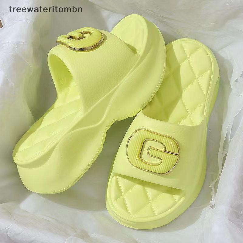 Tt แฟชั่นหนาSoled Rhombus ลื่นสูงรองเท้าแตะนุ่มSoled mbn