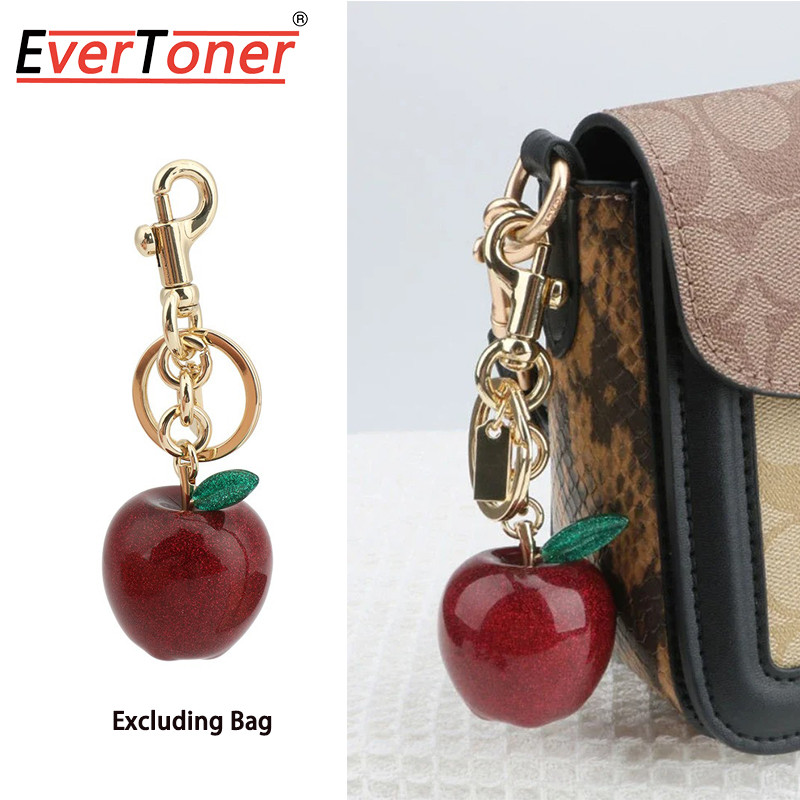 Evertoner กระเป๋าถือกระเป๋าสะพายคริสตัลสีแดง Apple จี้ตกแต่งประณีตพวงกุญแจกระเป๋าสิ่งที่แนบมา Part