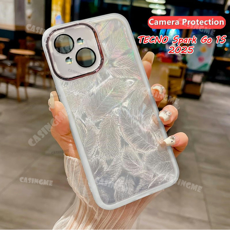 Tecno Spark Go 1S 2025 สําหรับ Glitter Feather รูปแบบซิลิโคนนุ่ม TECNO Spark Go 1 S SparkGO1S GO1S 1